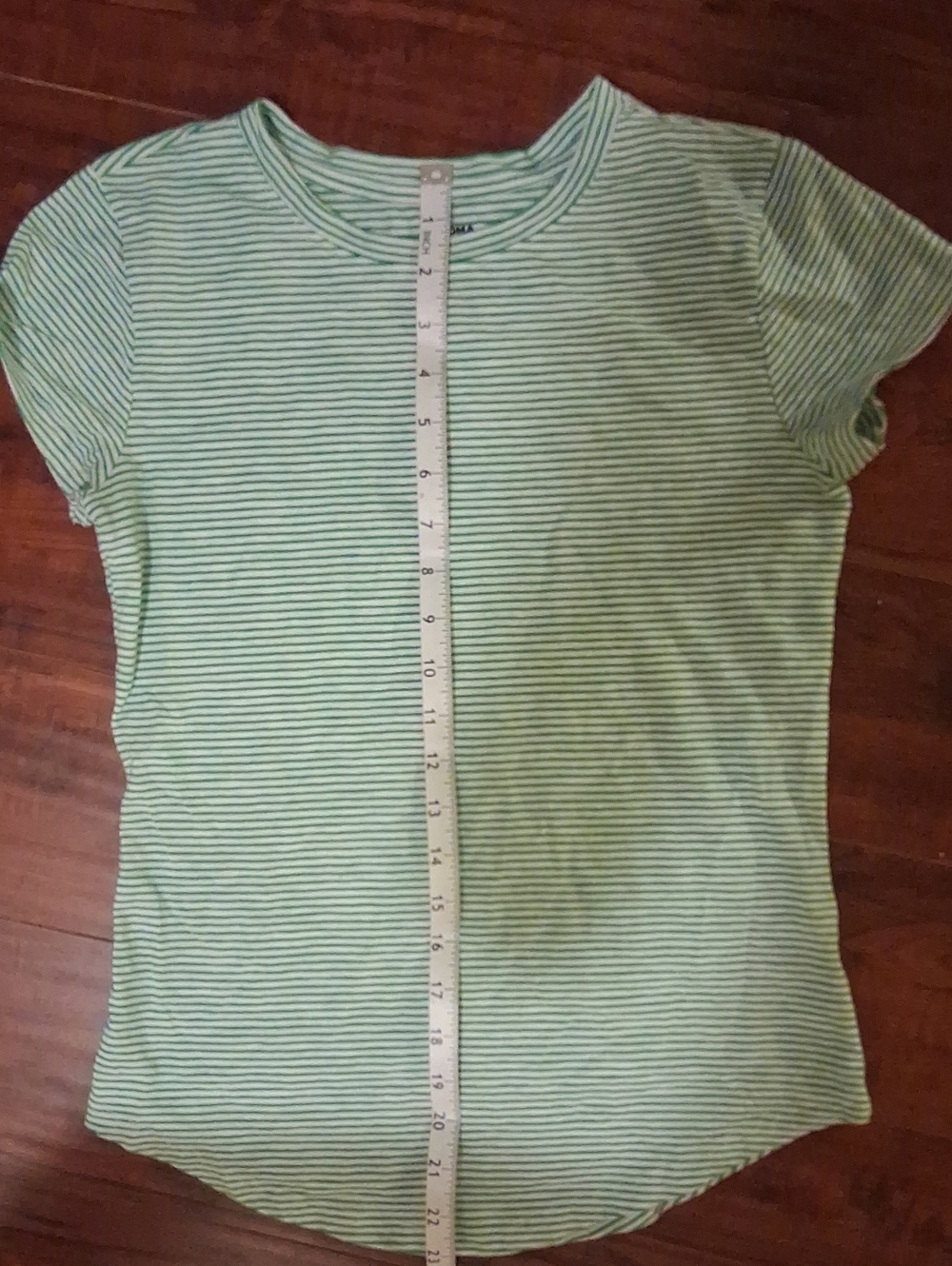Womens' Green Striped Short-Sleeve  Crew Tee